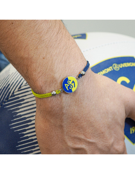 Bracelet ASM - coton bleu et jaune - Logo croisé jaune et bleu – Bijoux Officiels ASM Clermont