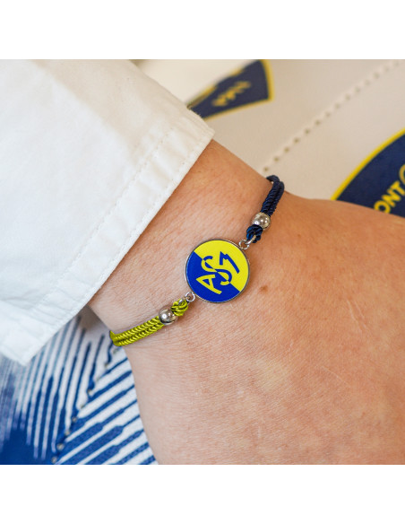 Bracelet ASM - coton bleu et jaune - Logo croisé jaune et bleu – Bijoux Officiels ASM Clermont