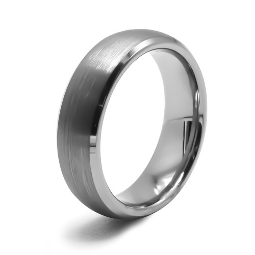 Bague tungstène - effet brossé - finition bombée - largeur 6mm - Carla Valenti
