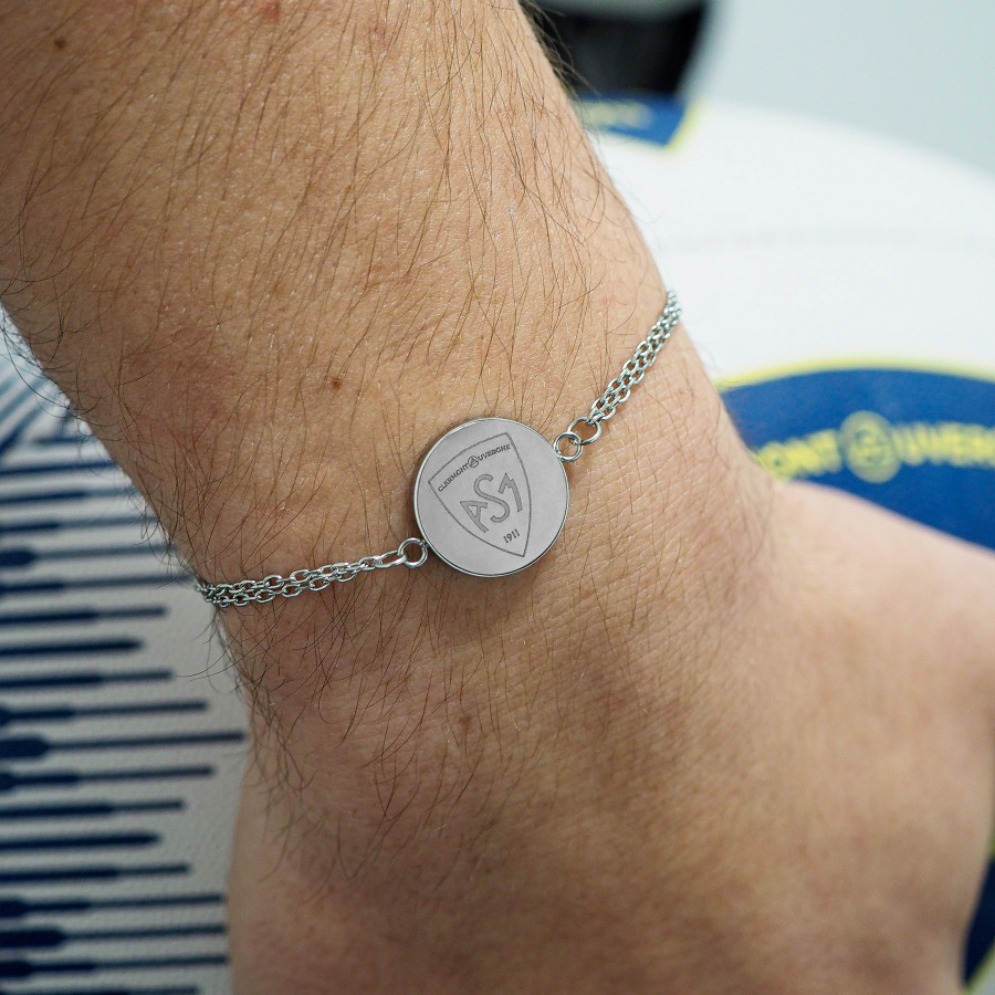Bracelet ASM - acier argent - Logo blason ASM - argenté brillant – Bijoux Officiels ASM Clermont
