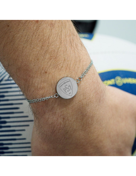 Bracelet ASM - acier argent - Logo blason ASM - argenté brillant – Bijoux Officiels ASM Clermont