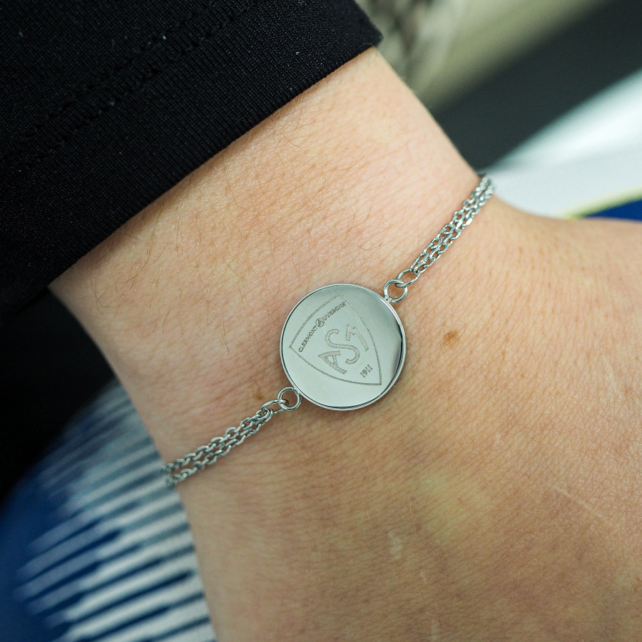 Bracelet ASM - acier argent - Logo blason ASM - argenté brillant – Bijoux Officiels ASM Clermont