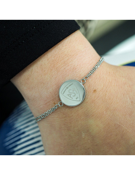 Bracelet ASM - acier argent - Logo blason ASM - argenté brillant – Bijoux Officiels ASM Clermont