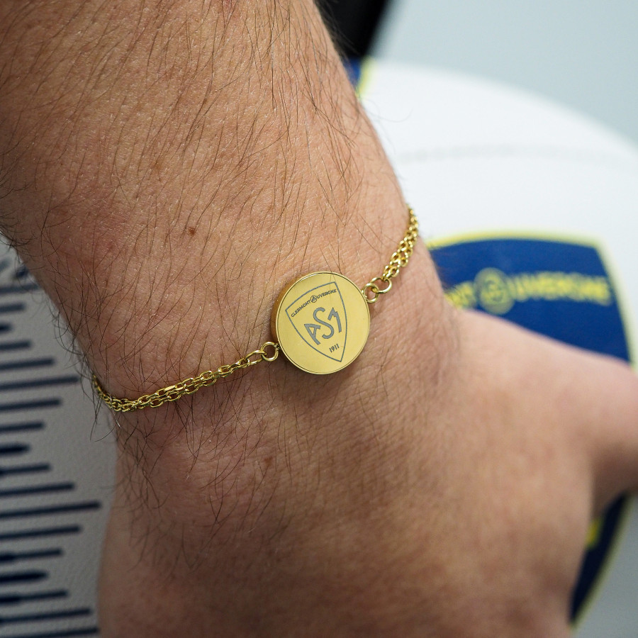 Bracelet ASM - acier doré - Logo blason ASM - doré brillant – Bijoux Officiels ASM Clermont