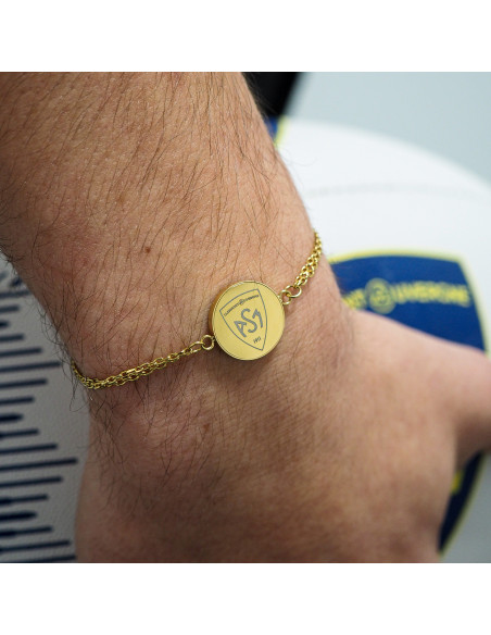 Bracelet ASM - acier doré - Logo blason ASM - doré brillant – Bijoux Officiels ASM Clermont