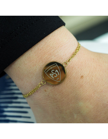 Bracelet ASM - acier doré - Logo blason ASM - doré brillant – Bijoux Officiels ASM Clermont