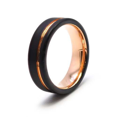 Bague tungstène - 2 tons - rosé et noir - PVD - largeur 6mm - Carla Valenti