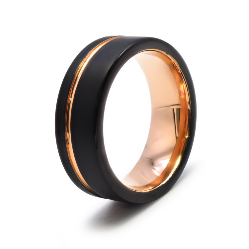 Bague tungstène - 2 tons - rosé et noir - PVD - largeur 8mm - Carla Valenti