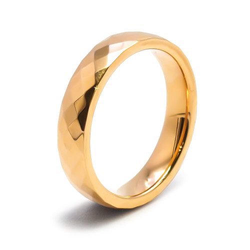 Bague tungstène - finition facettée doré - largeur 4mm - Carla Valenti