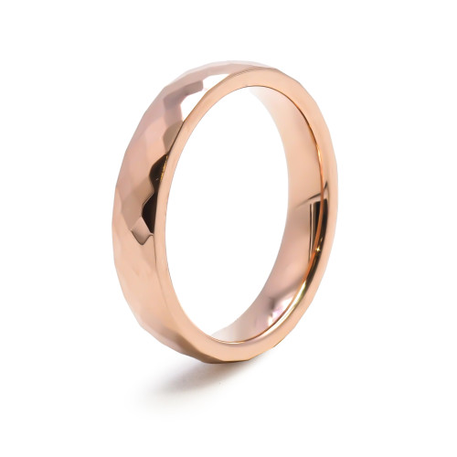 Bague tungstène - finition facettée rosé - largeur 4mm - Carla Valenti