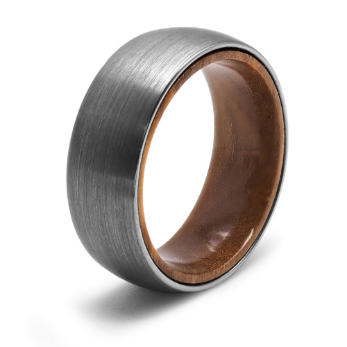 Bague tungstène - intérieur confort en bois - largeur 8mm - Carla Valenti
