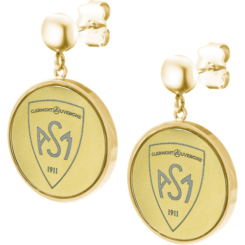 Boucles d'oreilles ASM - acier doré  -  Blason ASM - doré brillant – Bijoux Officiels ASM Clermont