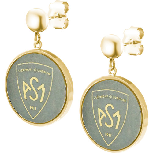 Boucles d'oreilles ASM - acier doré  -  Blason ASM - doré mat – Bijoux Officiels ASM Clermont