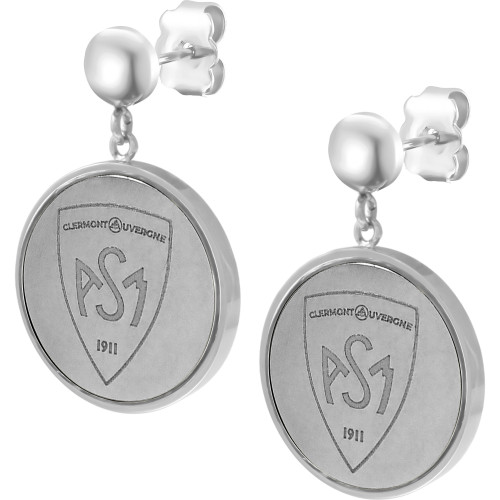 Boucles d'oreilles ASM - acier argent  - Blason ASM - argenté brillant  – Bijoux Officiels ASM Clermont