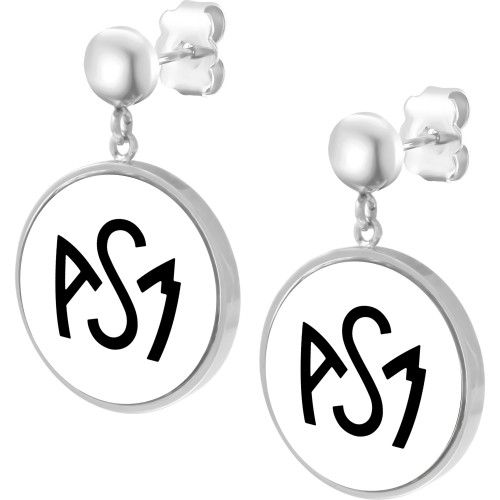 Boucles d'oreilles ASM - acier argent - Logo noir fond blanc – Bijoux Officiels ASM Clermont