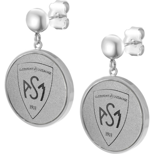 Boucles d'oreilles ASM - acier argent  -  Blason ASM - argenté mat  – Bijoux Officiels ASM Clermont