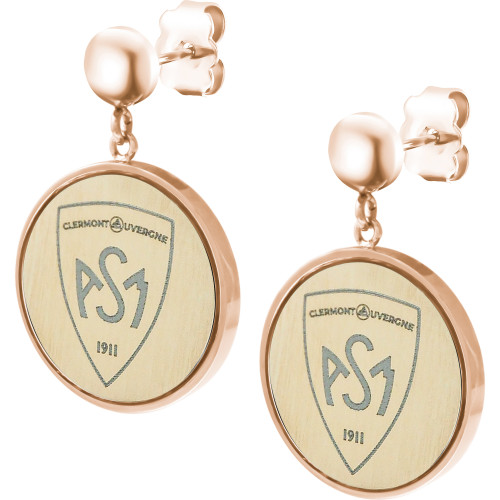 Boucles d'oreilles ASM - acier rosé  - Blason ASM - rosé brillant  – Bijoux Officiels ASM Clermont