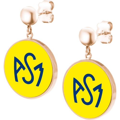Boucles d'oreilles ASM - acier rosé - Logo bleu fond jaune – Bijoux Officiels ASM Clermont