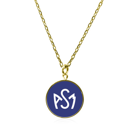 Collier ASM - acier doré - Logo blanc fond bleu – Bijoux Officiels ASM Clermont