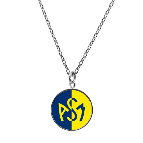 Collier ASM - acier argenté - Logo croisé jaune et bleu – Bijoux Officiels ASM Clermont