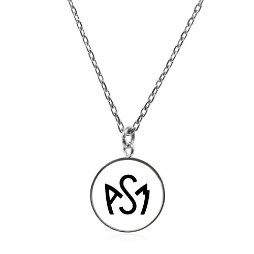 Collier ASM - acier argenté - Logo noir fond blanc – Bijoux Officiels ASM Clermont