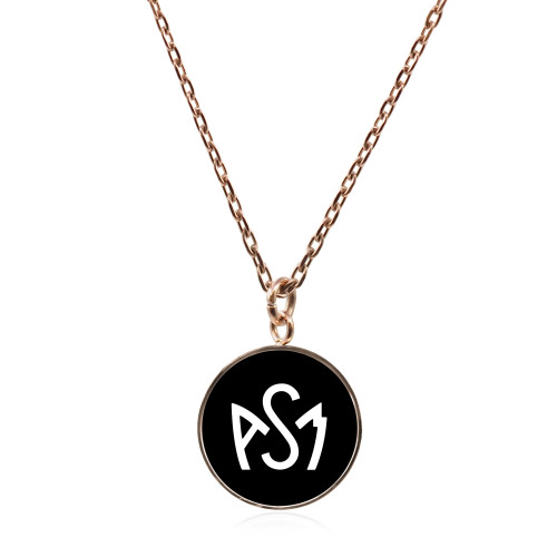 Collier ASM - acier rosé - Logo blanc fond noir – Bijoux Officiels ASM Clermont