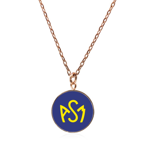 Collier ASM - acier rosé - Logo jaune fond bleu – Bijoux Officiels ASM Clermont
