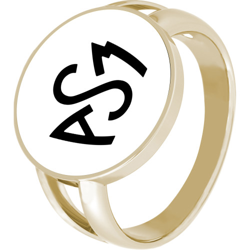 Bague ASM - acier doré - Logo noir fond blanc – Bijoux Officiels ASM Clermont