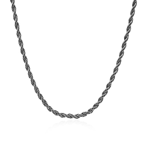 Collier en acier - couleur argent - maille vénitienne - largeur 3mm - longeur 55cm - Carla Valenti