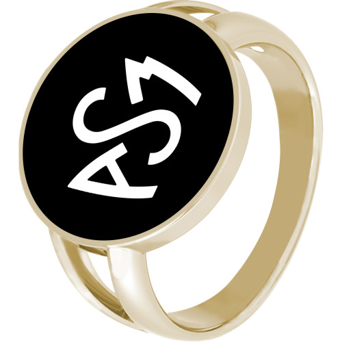 Bague ASM - acier doré - Logo blanc fond noir – Bijoux Officiels ASM Clermont