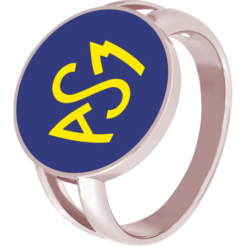 Bague ASM - acier rosé - Logo  jaune fond bleu – Bijoux Officiels ASM Clermont