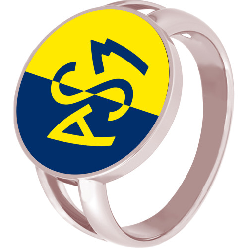 Bague ASM - acier rosé - Logo croisé jaune et bleu – Bijoux Officiels ASM Clermont