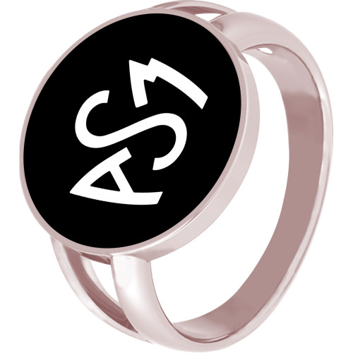 Bague ASM - acier rosé - Logo blanc fond noir – Bijoux Officiels ASM Clermont