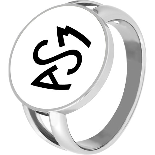 Bague ASM - acier argenté - Logo noir fond blanc – Bijoux Officiels ASM Clermont