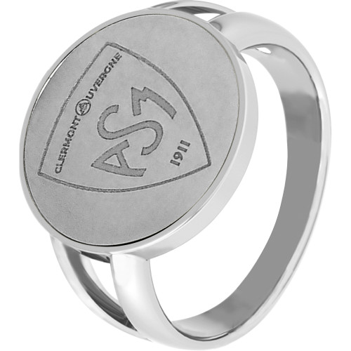 Bague ASM - acier argenté - Blason ASM -  argenté brillant – Bijoux Officiels ASM Clermont