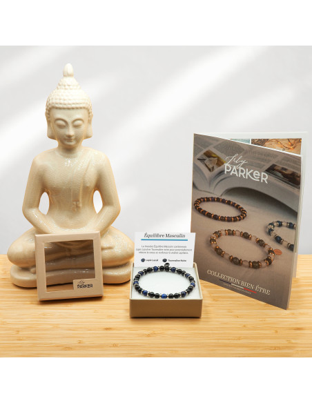 Bracelet "Équilibre Masculin" - Lapis Lazuli & Tourmaline noire - Lily Parker