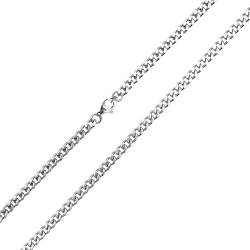 Collier en acier - couleur argent - maille gourmette - largeur 4mm - longeur 55cm - Carla Valenti