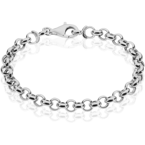 Bracelet en acier - couleur argent - maille jaseron - largeur 5mm - longeur 20cm - Carla Valenti