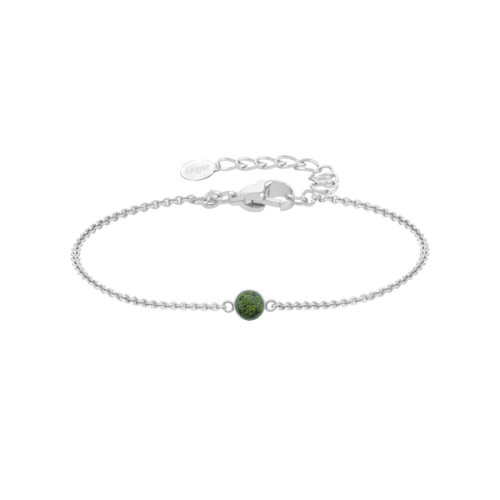 Bracelet argent rhodié - 1,6g -  serpentine - cabochon - 6mm - 15+5cm