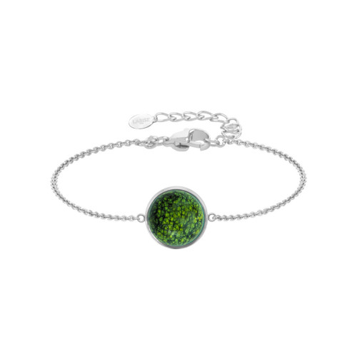 Bracelet argent rhodié - 2,5g -  serpentine - cabochon - 12mm - 15+5cm