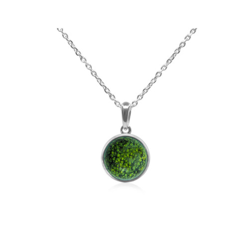 Pendentif argent rhodié - 1,4g -  serpentine - cabochon - 12mm