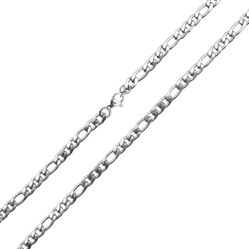 Collier en acier - couleur argent - maille figaro - largeur 4mm - longeur 55cm - Carla Valenti