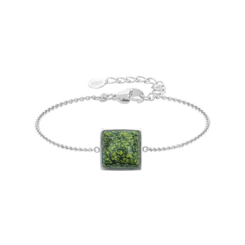 Bracelet argent rhodié - 2,2g -  serpentine - cabochon - 10x10mm - 15+5cm