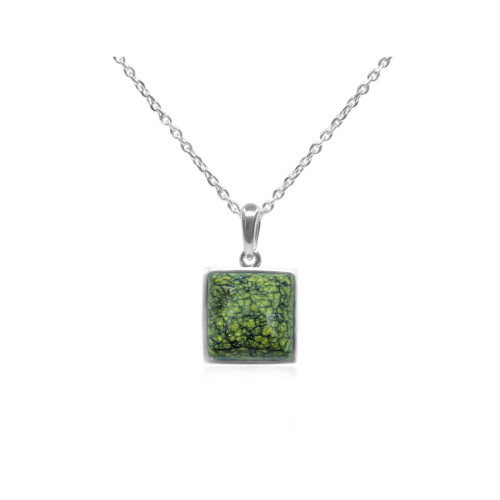 Pendentif argent rhodié - 1,3g -  serpentine - cabochon - 10x10mm