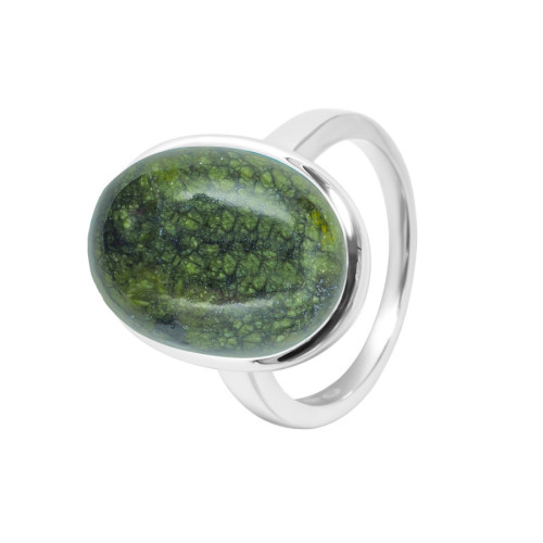 Bague argent rhodié - 4,5g -  serpentine - cabochon - 12x18mm - T52 à 64