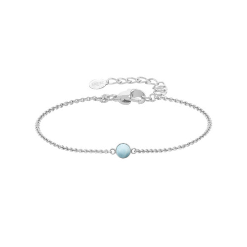 Bracelet argent rhodié - 1,6g -  Larimar - cabochon - 6mm - 15+5cm
