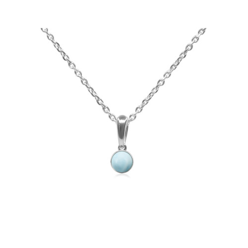 Pendentif argent rhodié - 1g -  Larimar - cabochon - 6mm