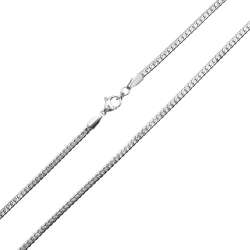 Collier en acier - couleur argent - maille anglaise - largeur 2,5mm - longeur 55cm - Carla Valenti