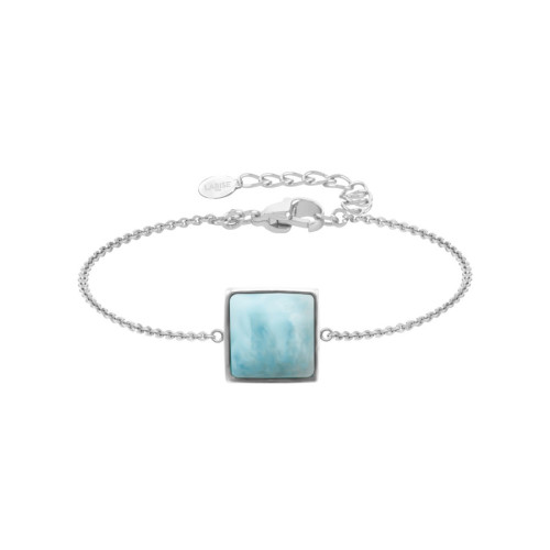 Bracelet argent rhodié - 2,2g -  Larimar - cabochon - 10x10mm - 15+5cm