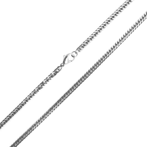 Collier en acier - couleur argent - maille cubaine - largeur 4mm - longeur 55cm - Carla Valenti